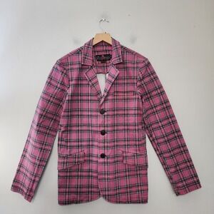 Royal Bones Daang Plaid Blazer Mens Medium Grunge Skater Y2k Pink Coat Goth Punk